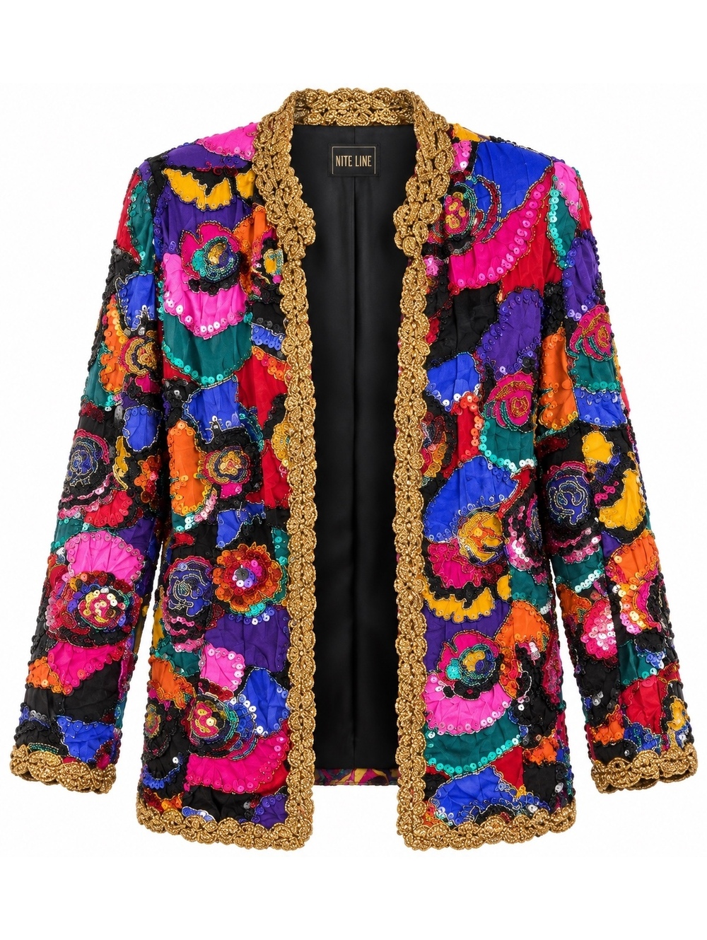 Vintage Black Tie by Oleg Cassini Multicolor Sequin Jacket